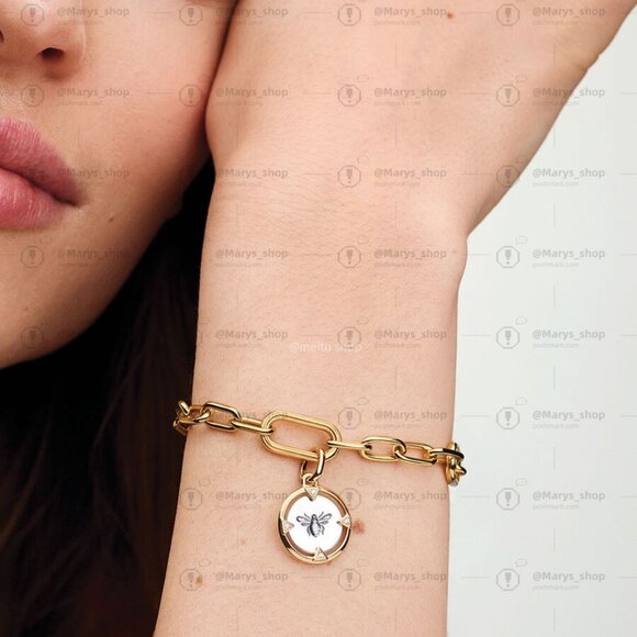 Pandora Bee Medallion Charm|Pendant|Two-tone - Picture 2 of 2